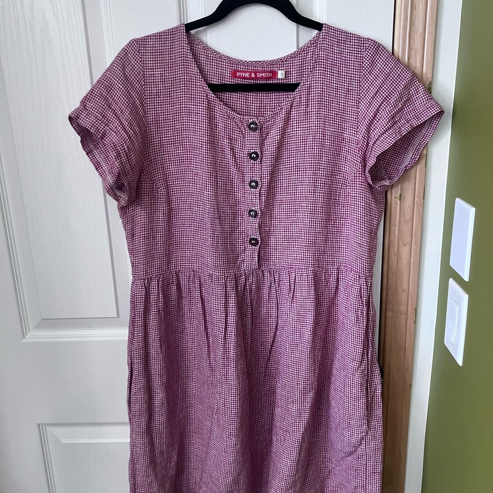 Pyne and Smith Red & White Checkered Button-Front Dress size M